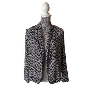 RUE Des Abbesses Fan Print Open Blazer